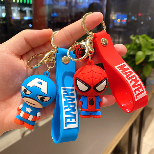 Marvel series cute 3D anime character PVC keychain ornament gift backpack clip accessory figure keychain