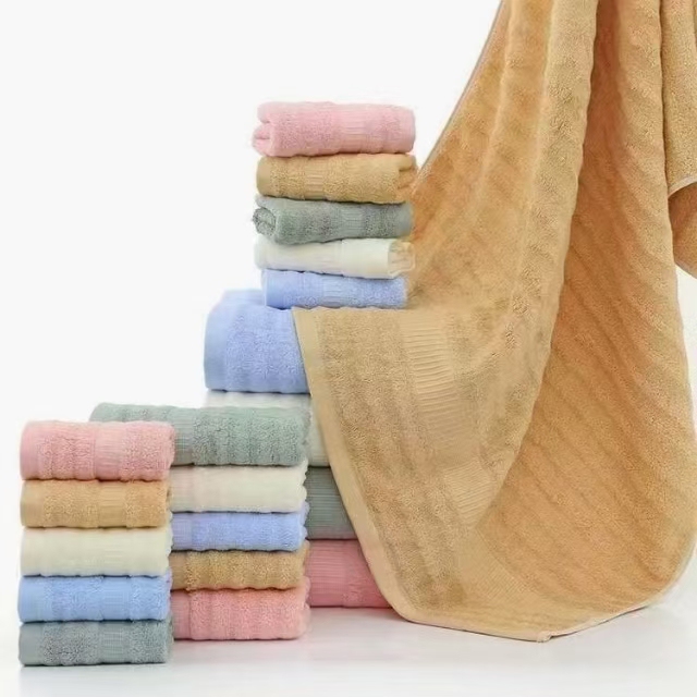 Bamboo Fiber Bath Towel Plain Striped Absorbent Large Bath Towel Cross-Border Maternal and Infant Gift Bath Towel Embroidered Logo Amazon