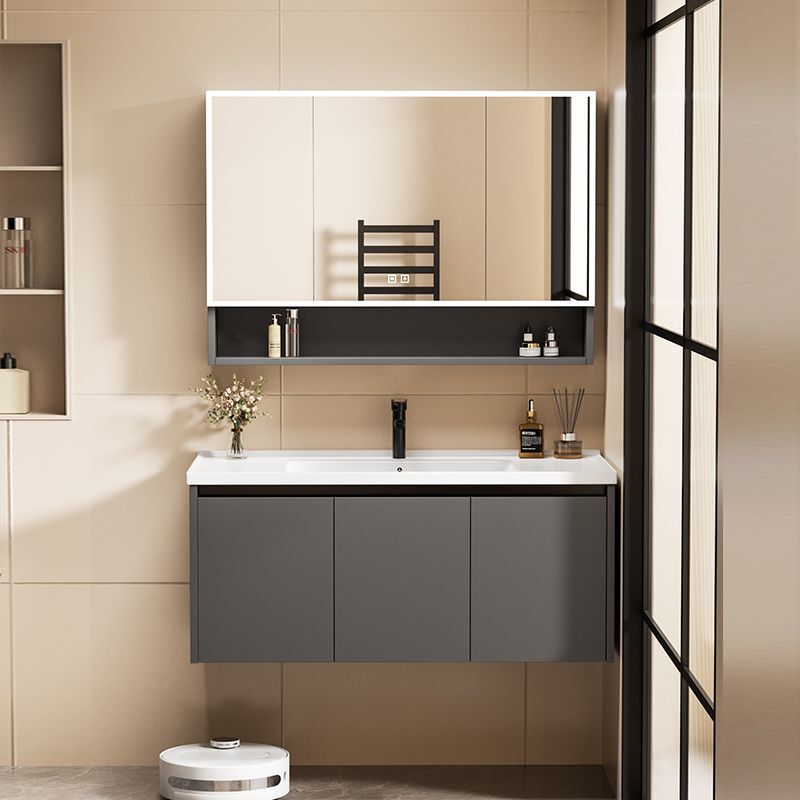 Thickened Space-Saving Bathroom Cabinet with Integrated Ceramic Basin, Countertop Integrated Washbasin Cabinet Set, Bathroom Sink Unit