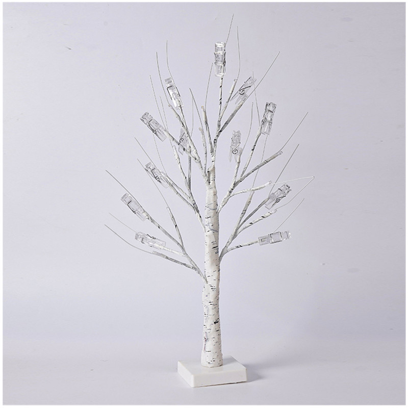 Venta directa de fábrica cartera árbol de Navidad titular de la tarjeta de regalo LED abedul luz escritorio boda vacaciones tarjeta de cumpleaños árbol Luz