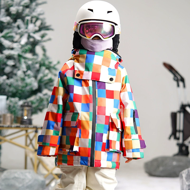 Children's waterproof windproof jacket, fleece quilted ski ski suit