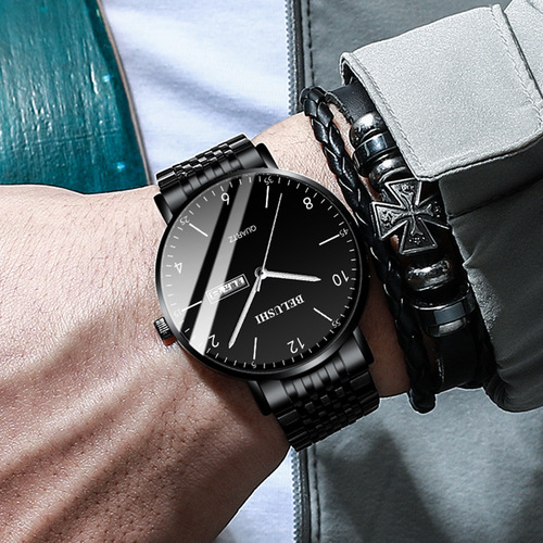 Beros cross-border watch men's watch steel band fashionable leather men's watch watch waterproof watch for men