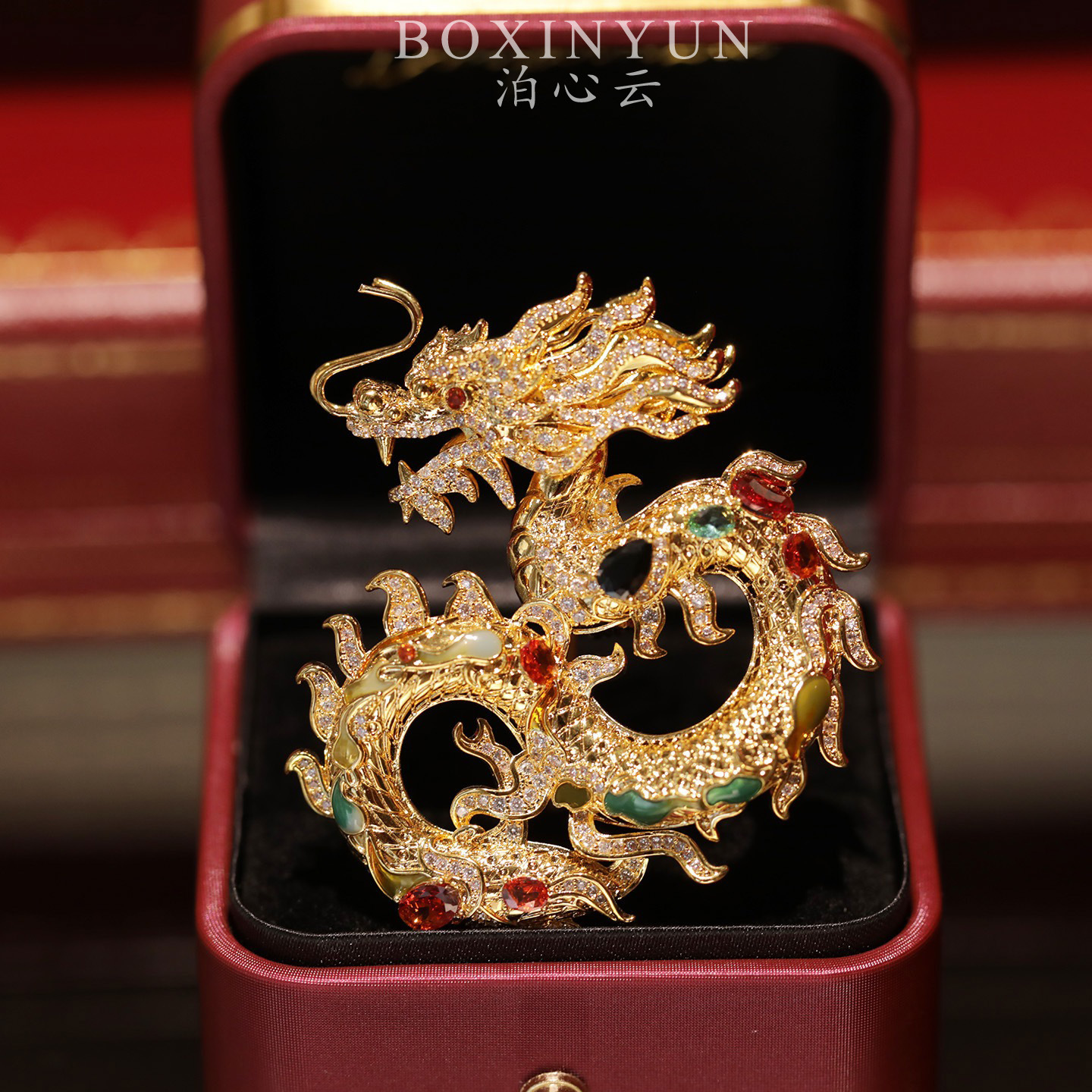 Bosinyun Original Design Chinese Style Golden Dragon Brooch High-End Zodiac New Year Gift Fashion Week Dress Accessory