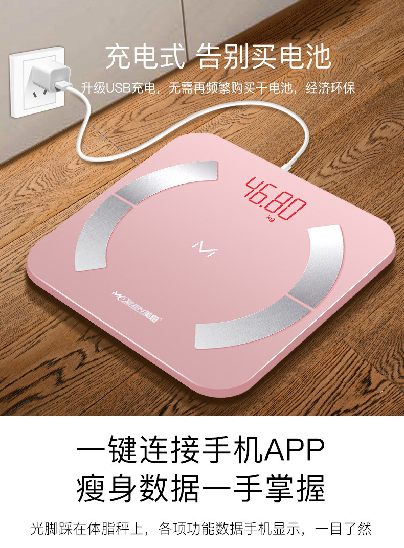 Smart body fat scale rechargeable digital scale professional weighing small accurate and durable human body weight scale home fat measurement
