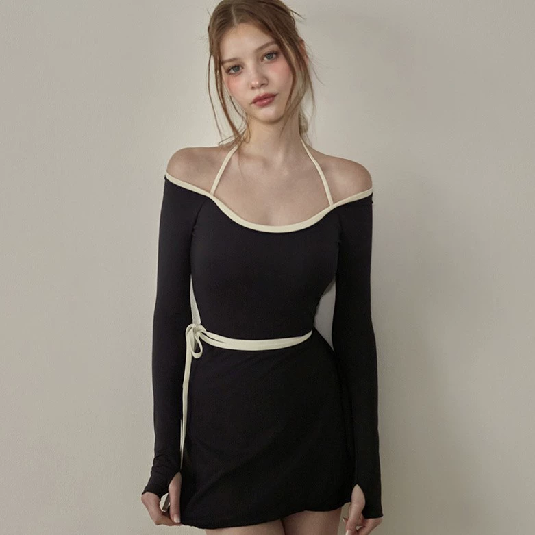 Фирменный приталенный купальник с длинным рукавом, стиль Chanel