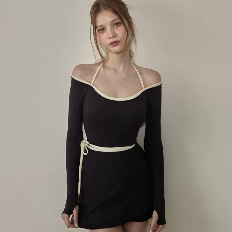 Фирменный приталенный купальник с длинным рукавом, стиль Chanel