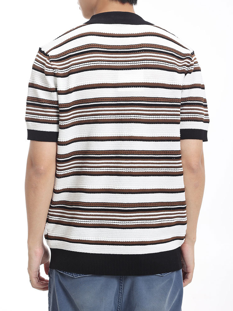 El estilo antiguo de alto nivel de hielo camiseta polo de punto hombre de verano gaviota cuello V camiseta de manga corta de negocios casual ropa de hombre