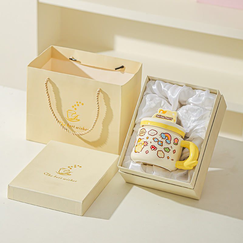 Linda caricatura linda mascota graffiti taza de animales oficina taza de agua de alto valor soporte para teléfono móvil taza de cerámica para estudiantes