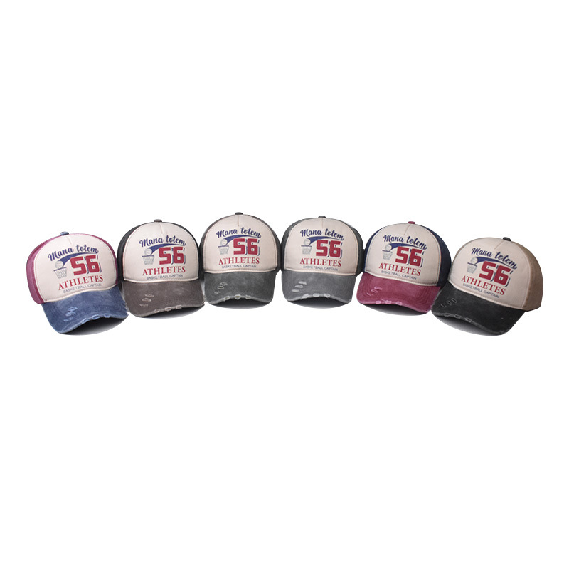 Comercio exterior nuevo Denim lavado apenada gorra de béisbol carta de impresión gorra de béisbol grande bordado hip hop sombrero casual cap