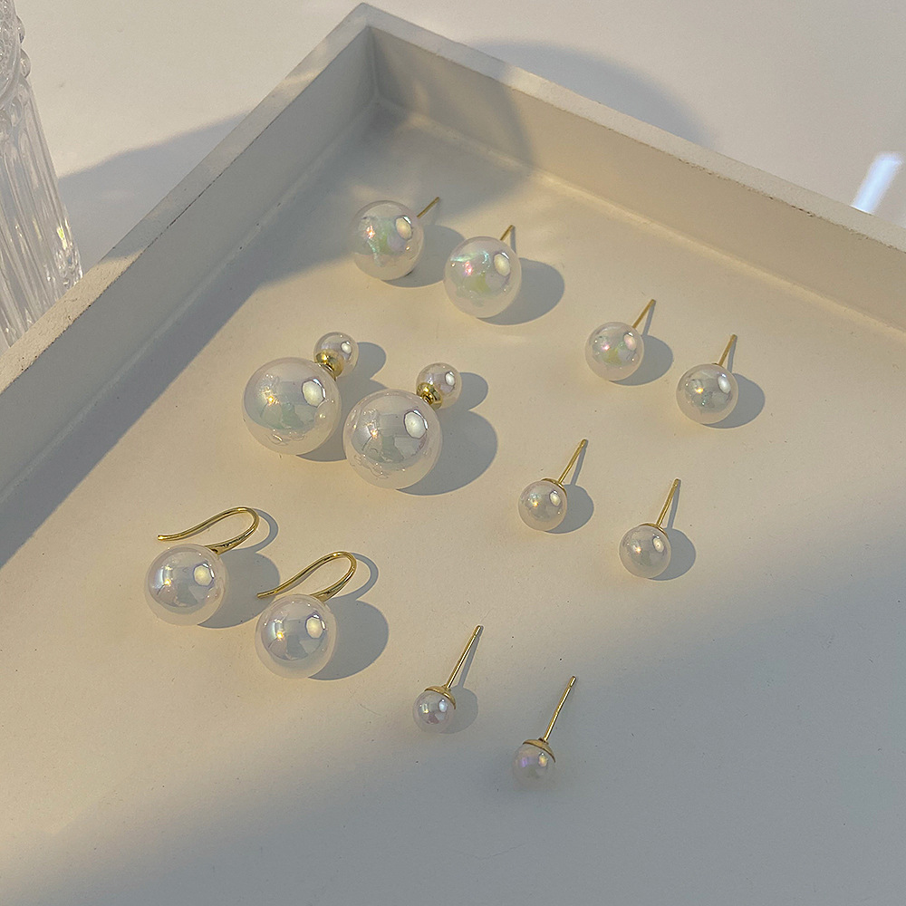 真金电镀人鱼姬珍珠耳环韩国时尚高级感气质耳钉轻奢复古百搭耳饰