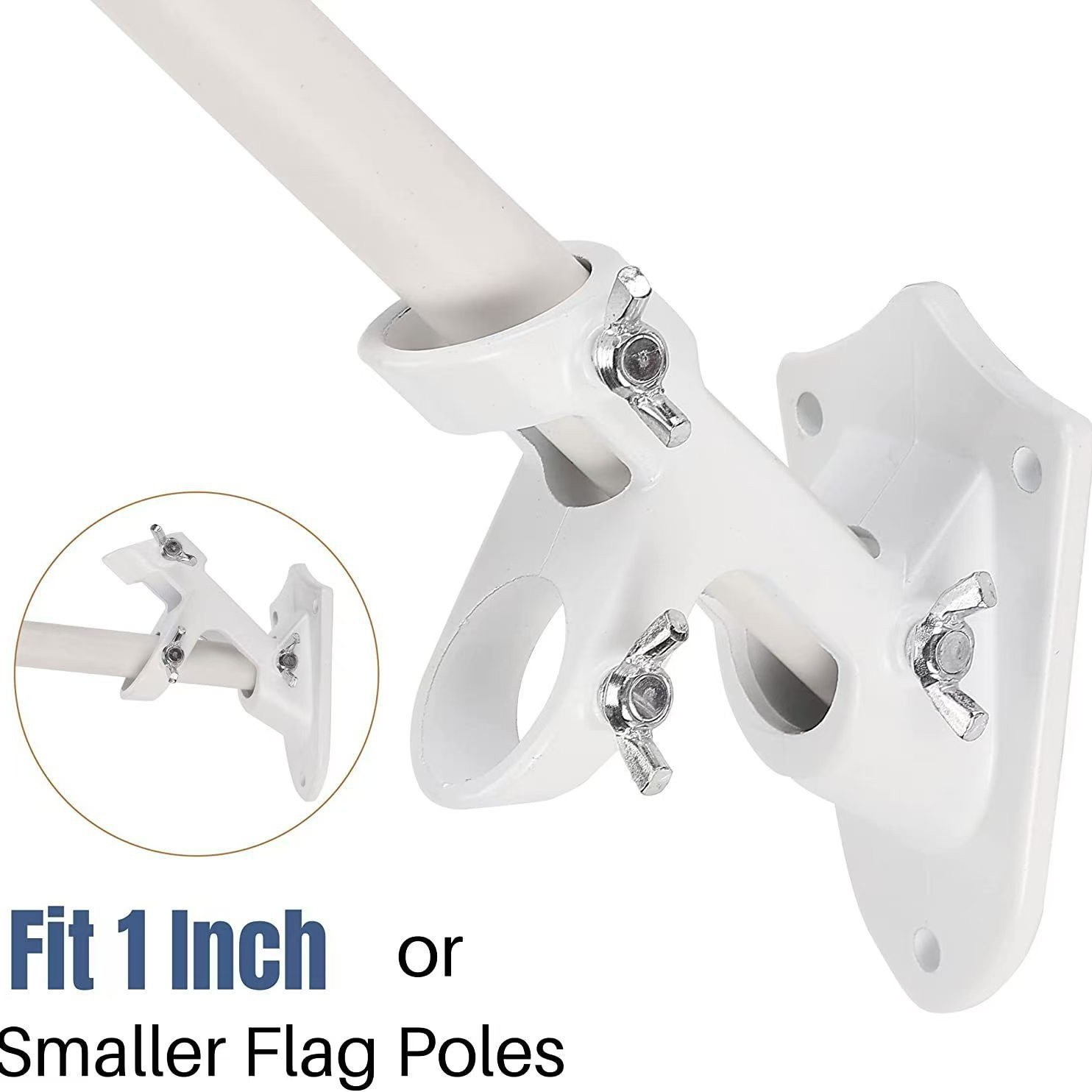 Wandgemonteerde dubbele gatenbeugel met 45 graden hoek voor reclamevlaggenmast, gemaakt van aluminiumlegering_voghion.com