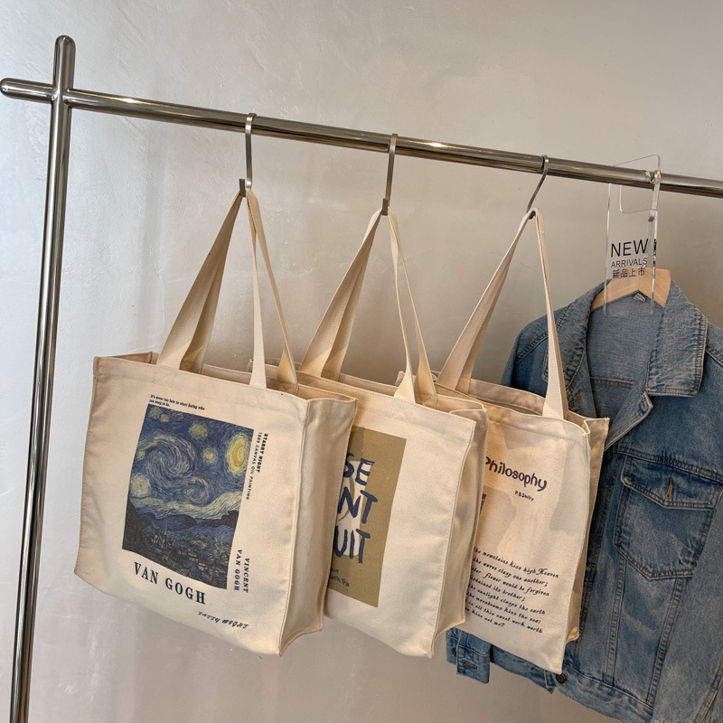 New Single Shoulder Women's Art Canvas Student Large Capacity French Versatile Handheld Bag_voghion.com