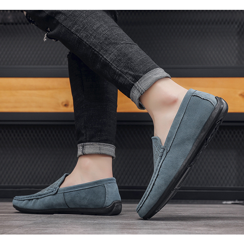 Permeable hollow casual trend men's shoes a slip-on low-help foot loafers_voghion.com