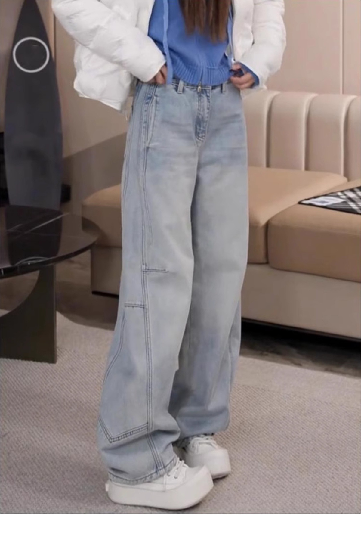 Damen Jeans Mit Hohem Bund Und Fleecefutter Für Den Winter_voghion.com