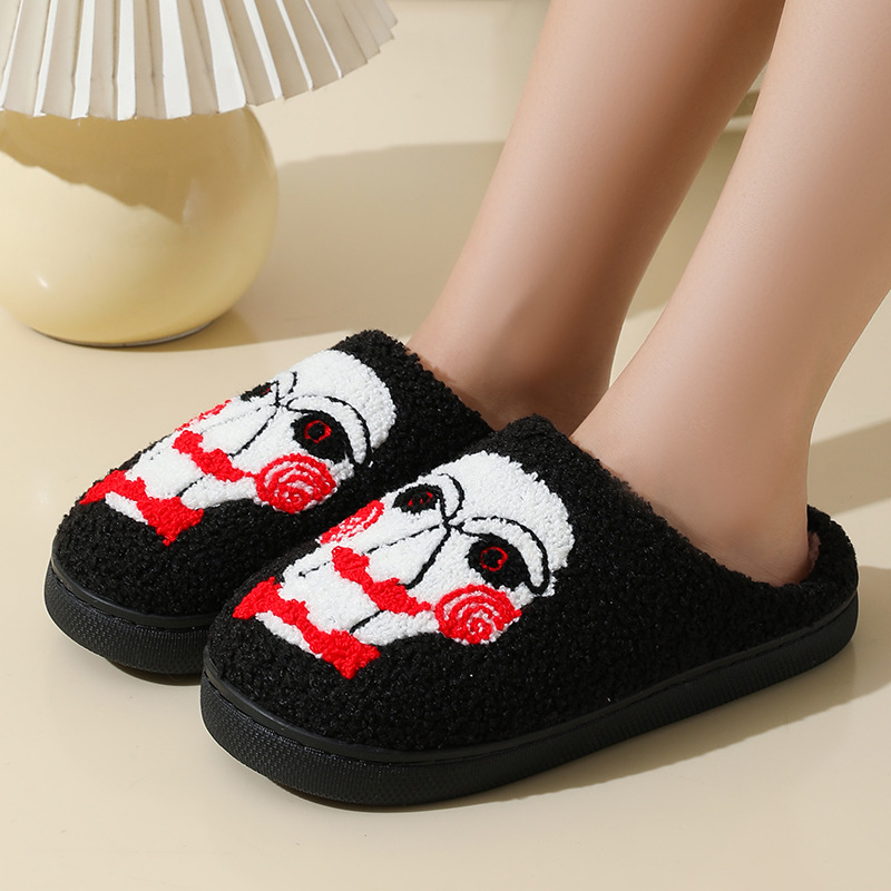 Nuovo Halloween Motosega Orrore Cartone Animato Caldo Inverno per Coppie Casa Interno Pantofole di Cotone_voghion.com