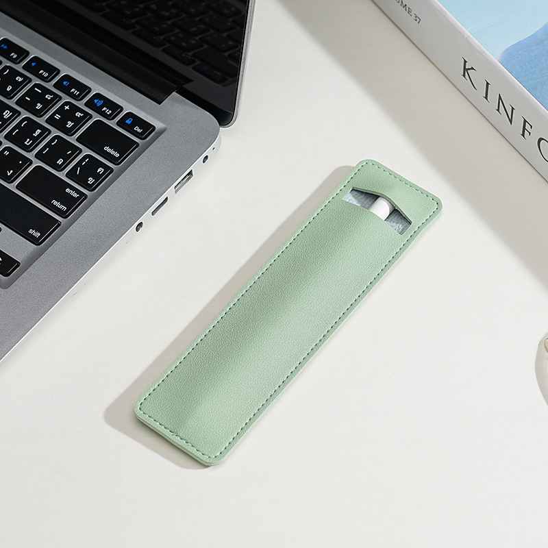 Fábrica directa PU simple estilo de aprendizaje de cuero bolsas de pluma de cuero de color sólido cubierta de lápiz de escritura puede imprimir logotipo