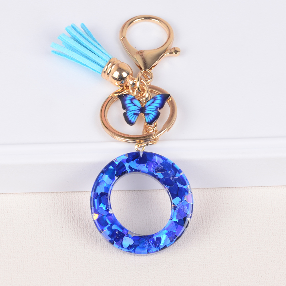 Cross-border Hot Sale 26 letras inglesas llavero de resina de goteo de goma esquinilla llavero de letras de amor personalizado