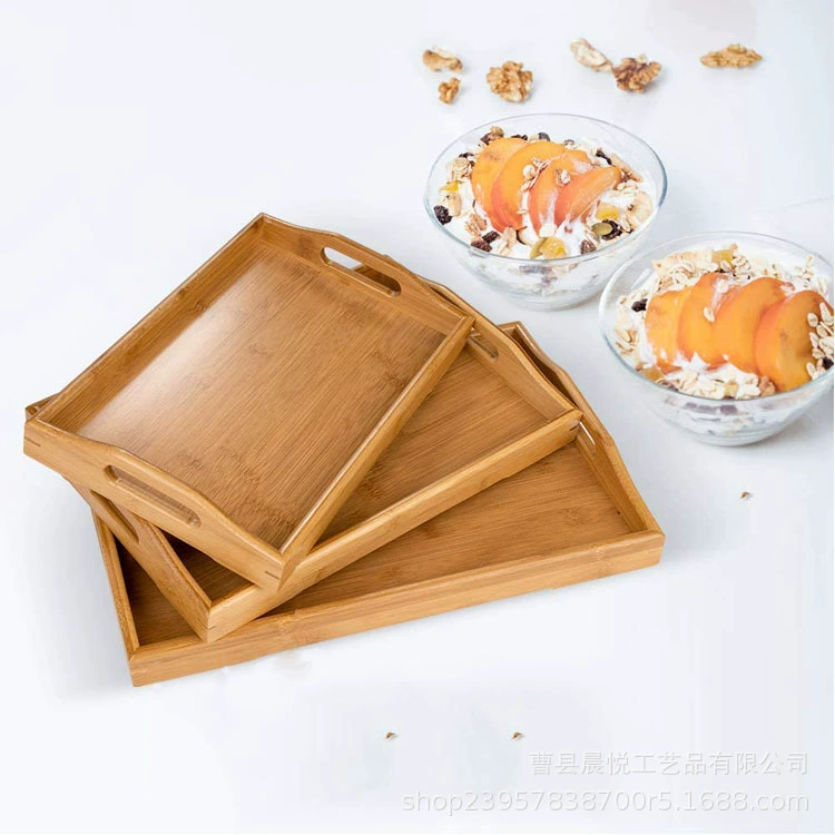 Поднос из бамбукового дерева в японском стиле с ручкой для домашнего барбекю многоцелевой поднос из цельного дерева