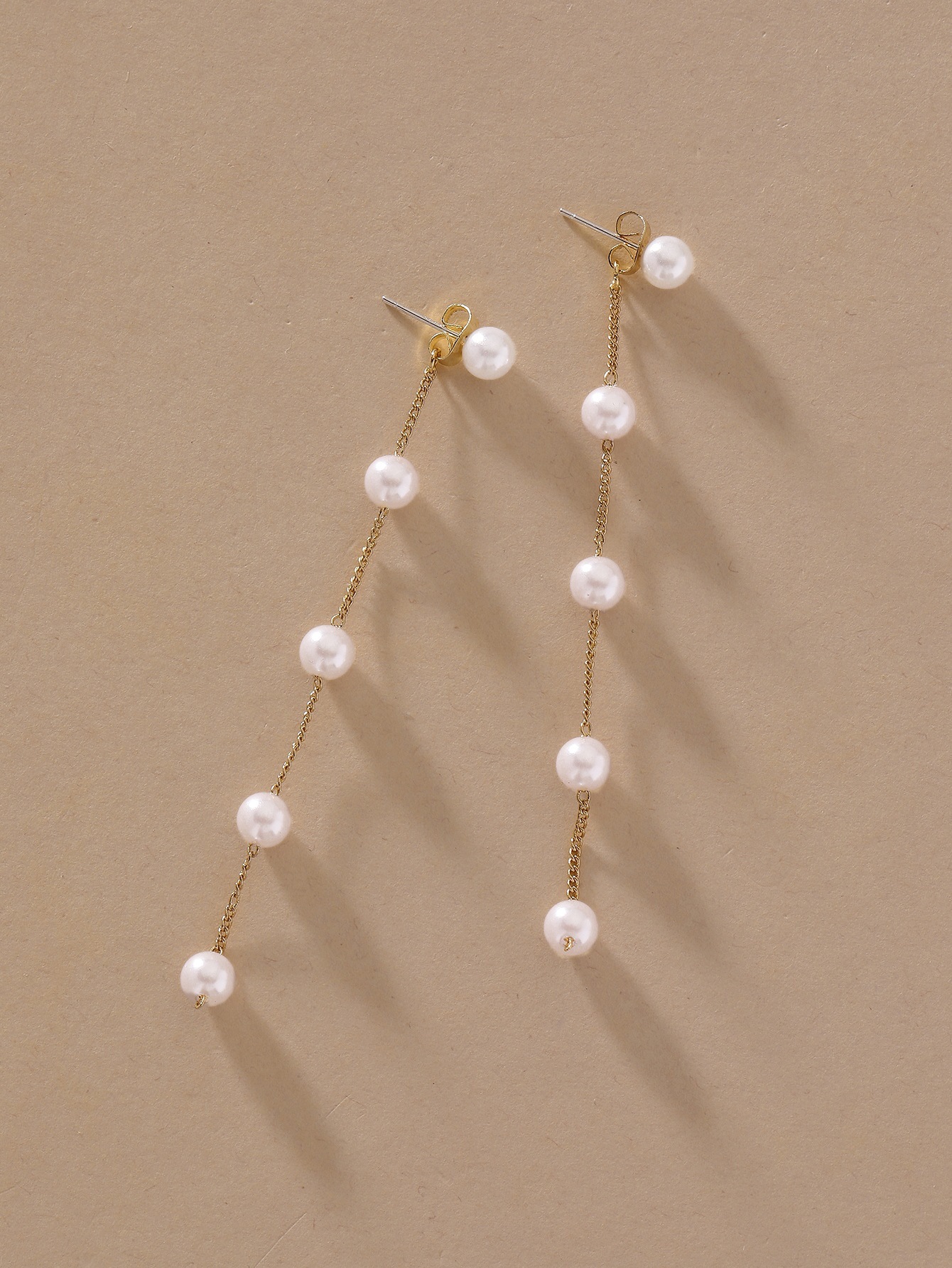 Long Pearl Tassel Earrings display picture 8