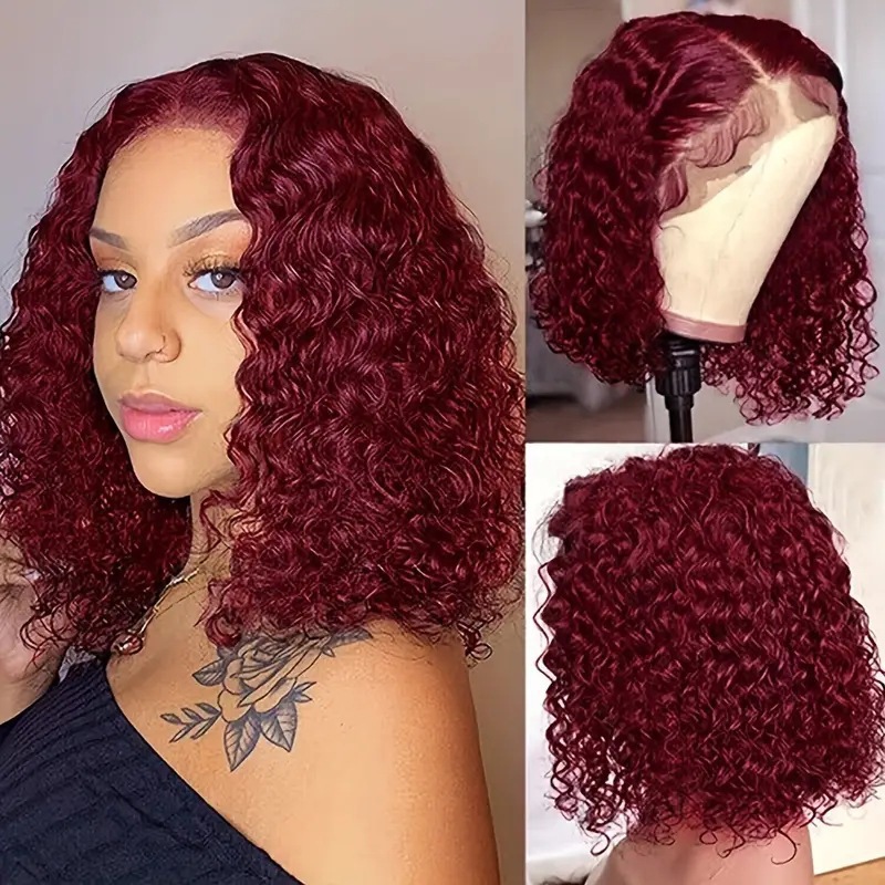 Fábrica de encaje antes de la peluca curva roja fibra química cubierta de cabeza de moda natural realista image 7