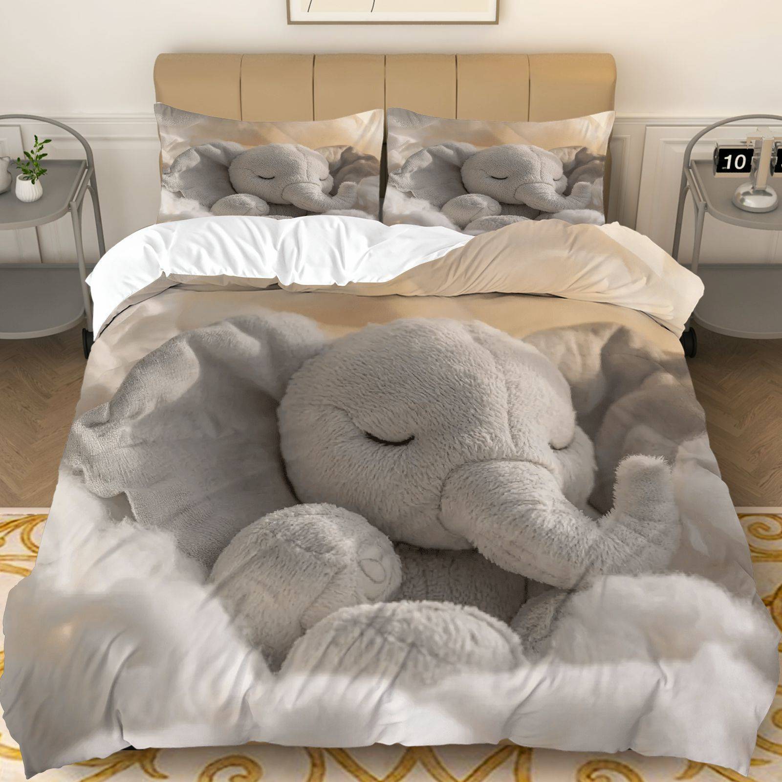 TEMU / JIT abrasión impresión digital rosa roja elefante mariposa suave quilt kit fabricante de origen transfronterizo