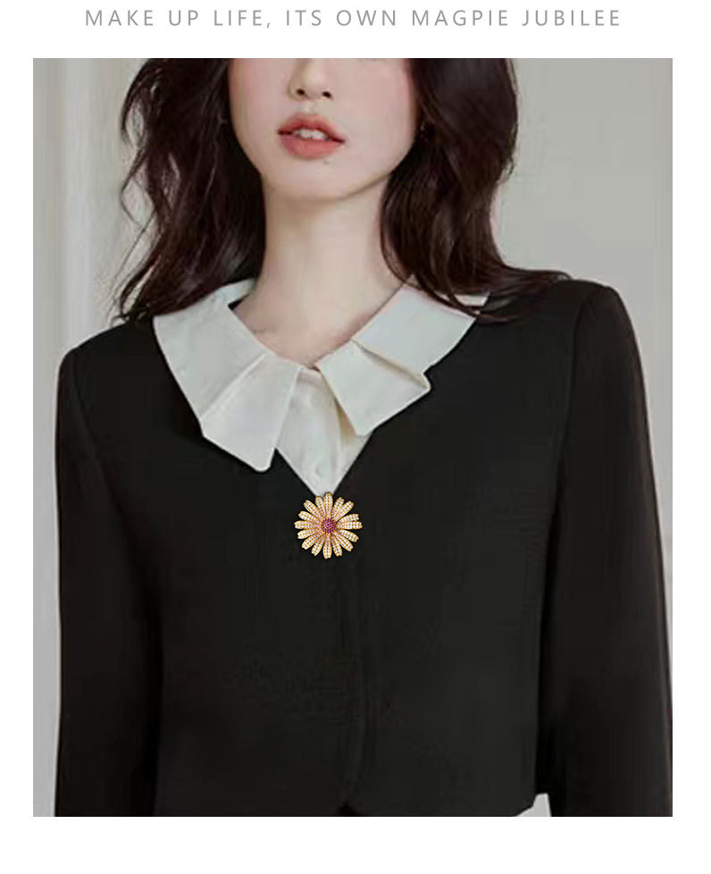 Pin Flower Copper Inlay Artificial Gemstones Women's Brooches display picture 1