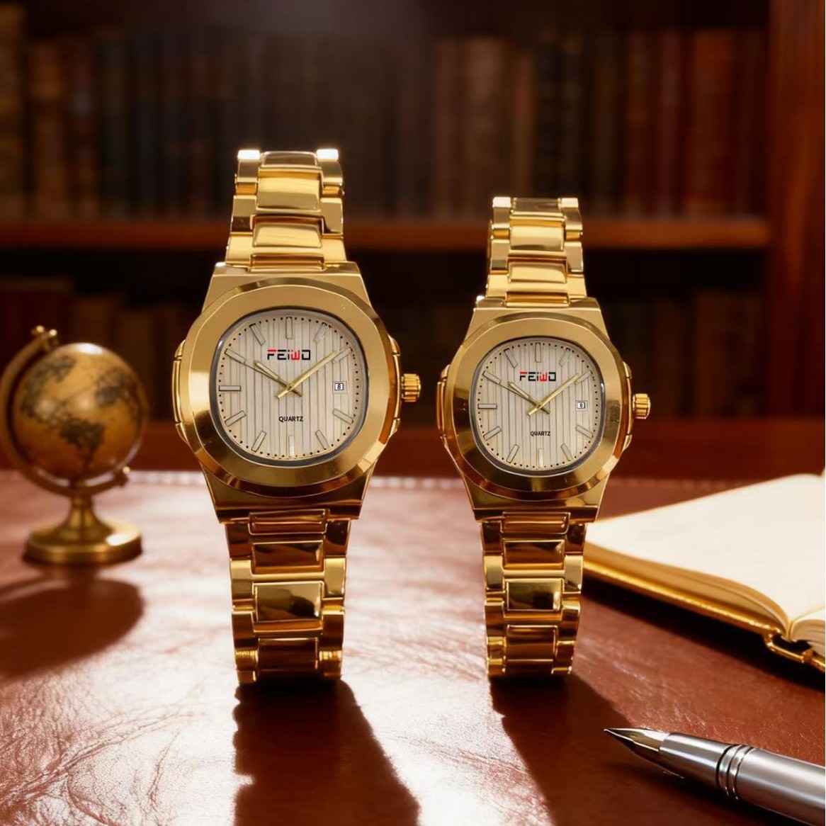 Cross-Border New Watch Feiwo Couple Watch Fashion Quartz Watch Butterfly Buckle Couple Watch Manufacturer Spot Wholesale