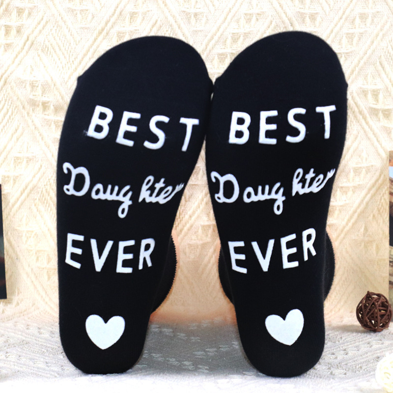 In stock best daughter European and American cross-border cotton mid-calf socks foot letter non-slip dispensing floor socks casual socks