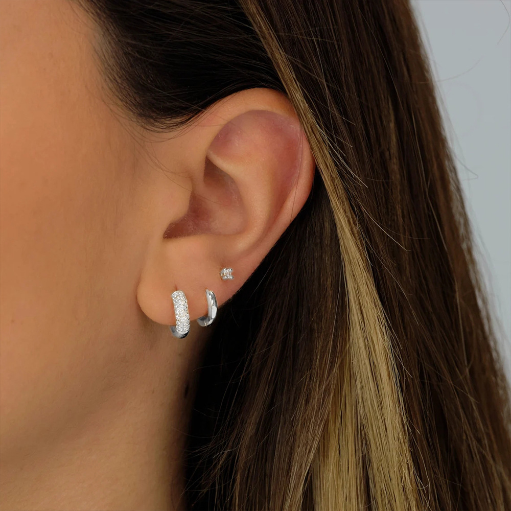 4g Weight Zircon Inlay Material Earrings Classification 3 Pieces Set Quantity Daily Occasion 925 Sterling Silver Material Geometric Pattern Women's Gender Plating, Inlay Design Simple Style Style 3 Pieces Set 925 Sterling Silver Zircon Geometric Earrings 48