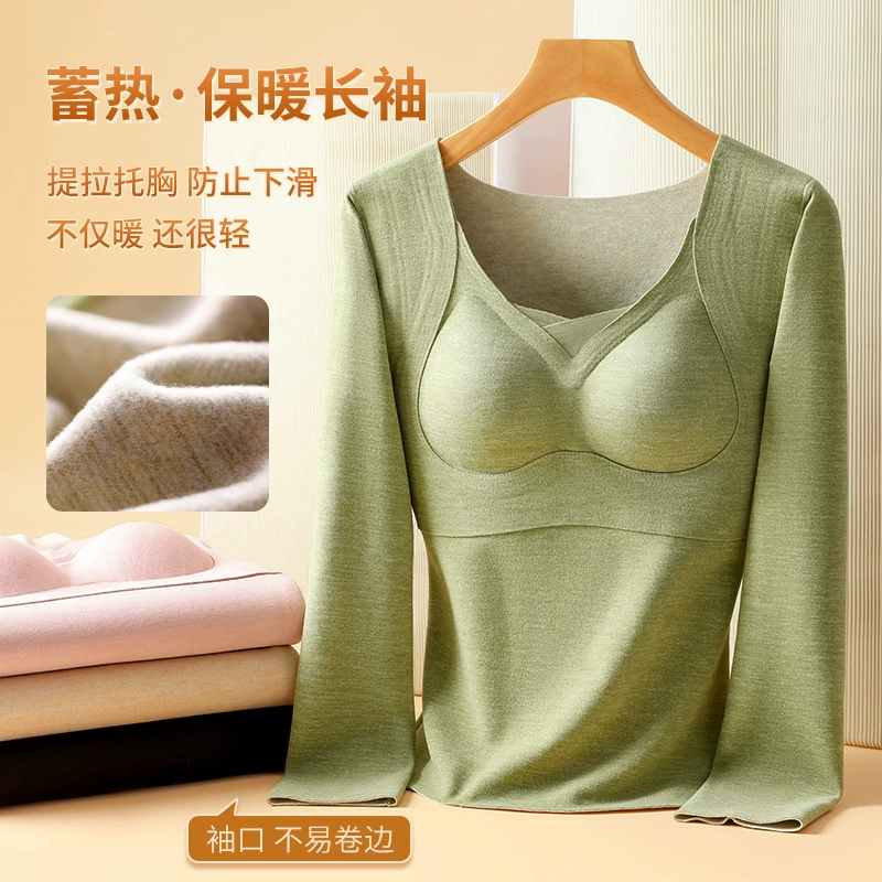 Осенью и зимой плюшевые теплые топы с длинными рукавами