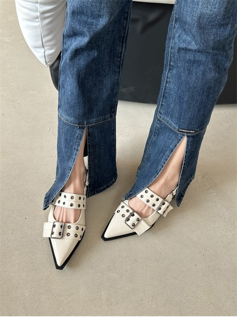 French style small fragrant pointed toe Mary Jane shoes retro medium thick heel single shoes for women 2024 spring and summer _voghion.com