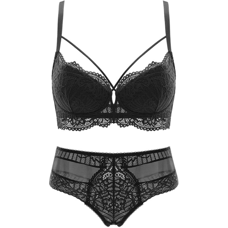 Transfronterizo europeo y americano puro deseo sujetador sexy ropa interior de encaje conjunto de ropa interior delgada de las mujeres empuja hacia arriba el sujetador traje