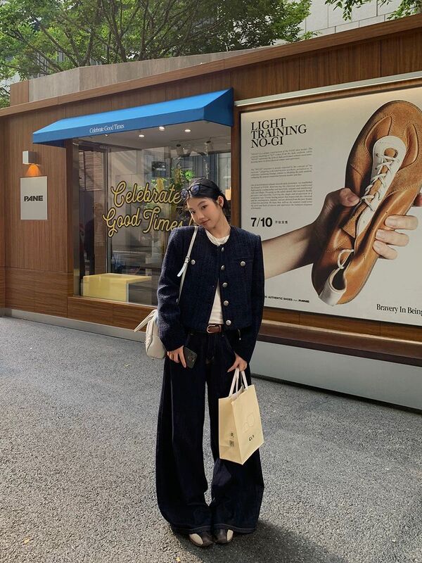 小香风外套女装秋冬季2025新款高级感复古休闲蓝色短款韩系上衣服|undefined