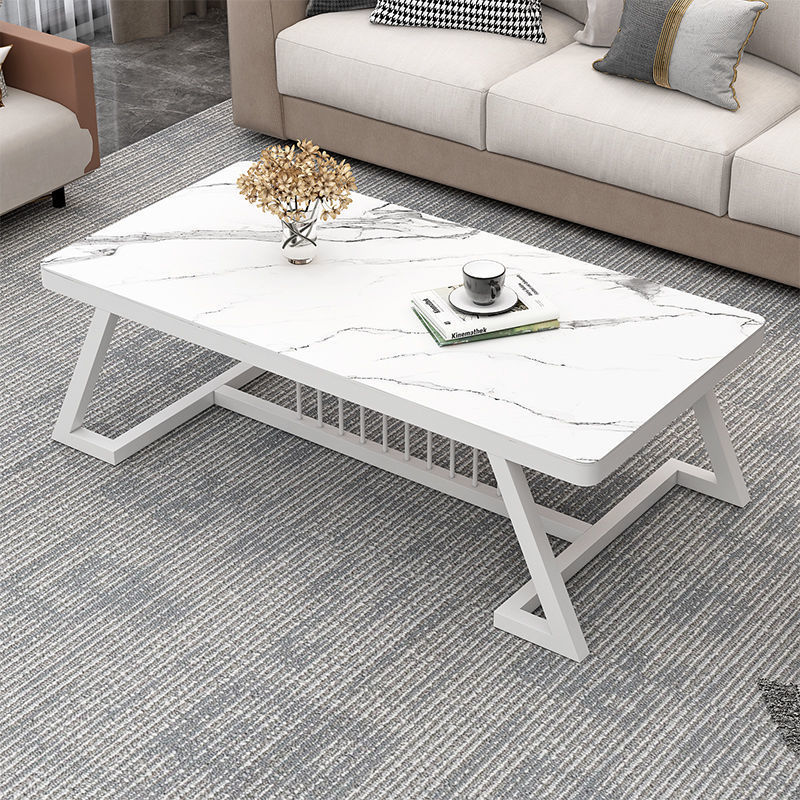 Nuevo tipo de mesa de té de tabla de roca pequeña casa de alquiler de sala de estar familiar simple moderna red balcón combinación de mesa de té lujosa ligera