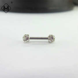美饰尔陶泥满钻球耳钉不锈钢针耳钉水钻球小耳骨钉穿刺饰品批发
