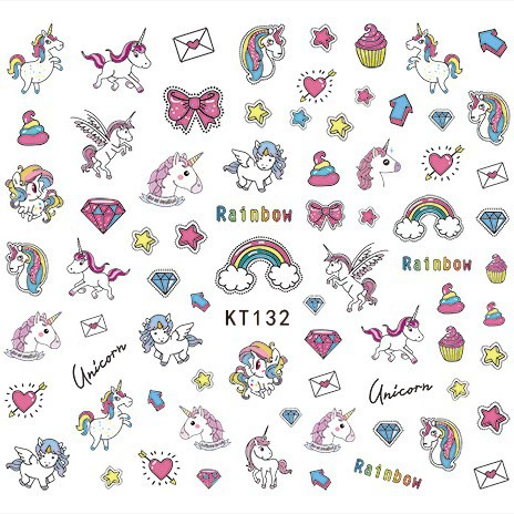 Детские наклейки для ногтей милый мультфильм милый детский единорог мультфильм наклейки для ногтей KT132-171