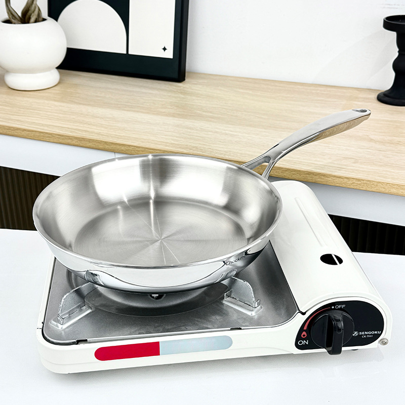 Chockmen Zhuo Deming 18/10 Selección de acero inoxidable 24cm Sartén sin recubrimiento Sartén Filete Olla para tortilla