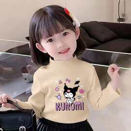 童装衣服新款儿童打底衫女童秋装德绒秋冬半高领打底衫小孩保暖衣
