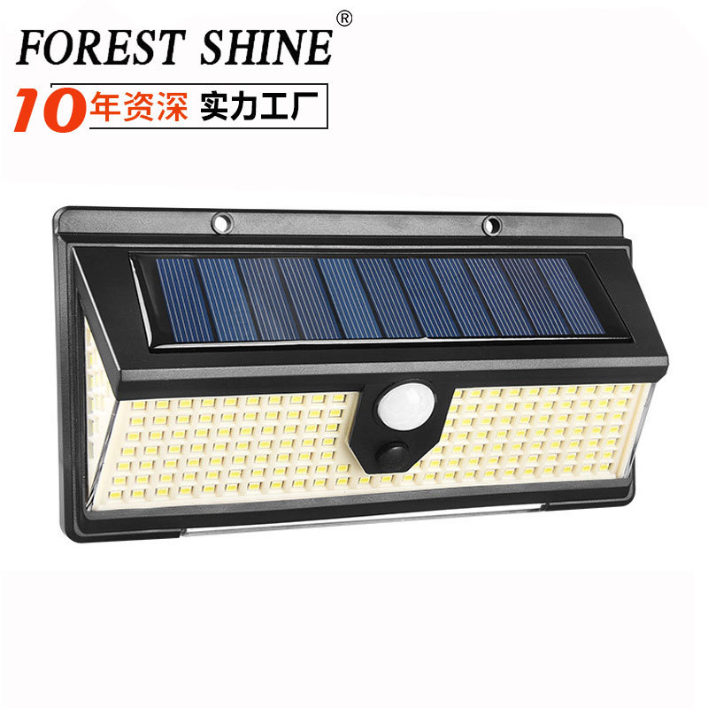 Nueva inducción del cuerpo humano lámpara de escalera impermeable lámpara de pared solar patio 190LED lámpara solar luminosa de tres lados
