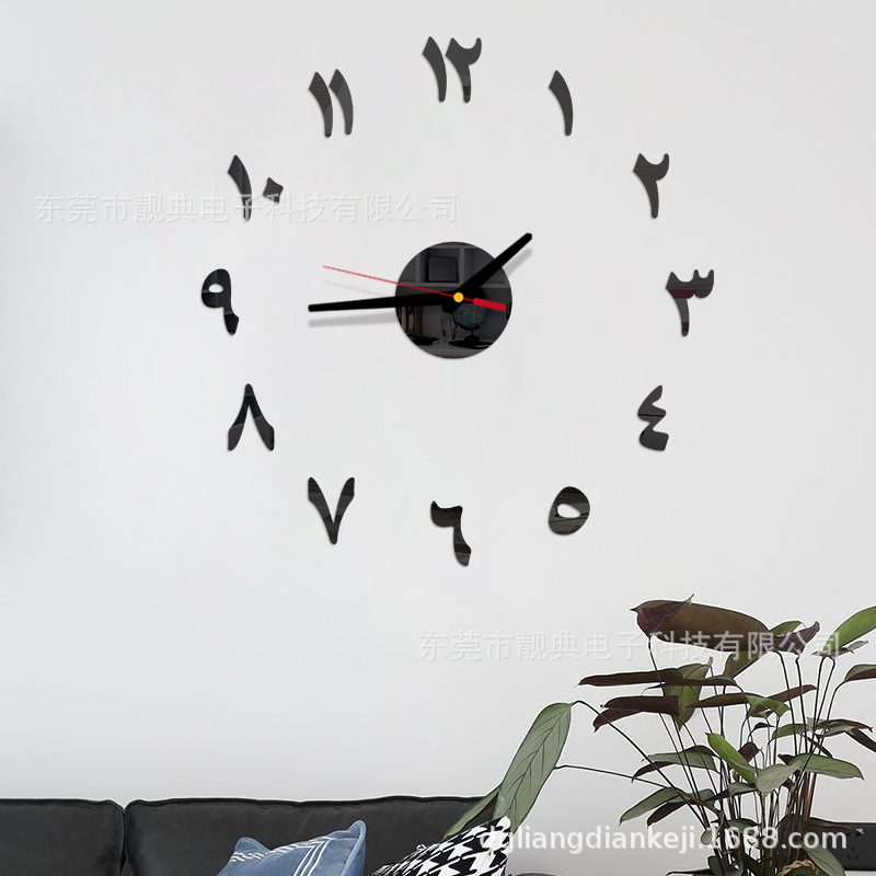 Cross-border acrylic wall clock irregular creative clock diy Nordic digital simple 3d mirror clock