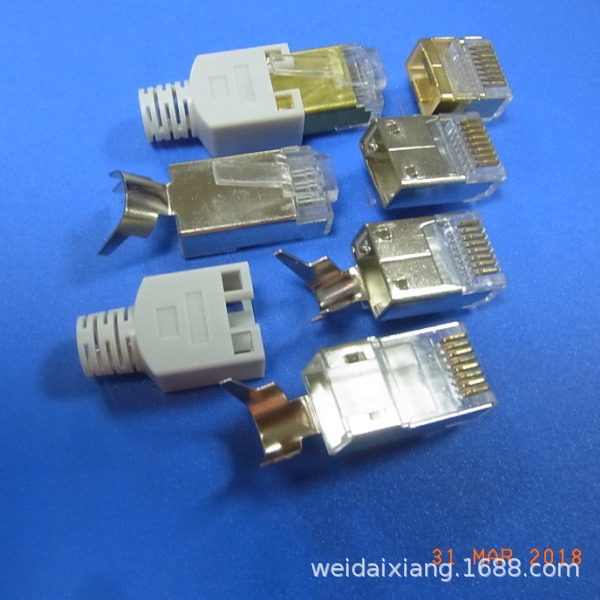 供应各款镀金屏蔽编码器RJ45水晶头，编码传感线工控RJ45插头