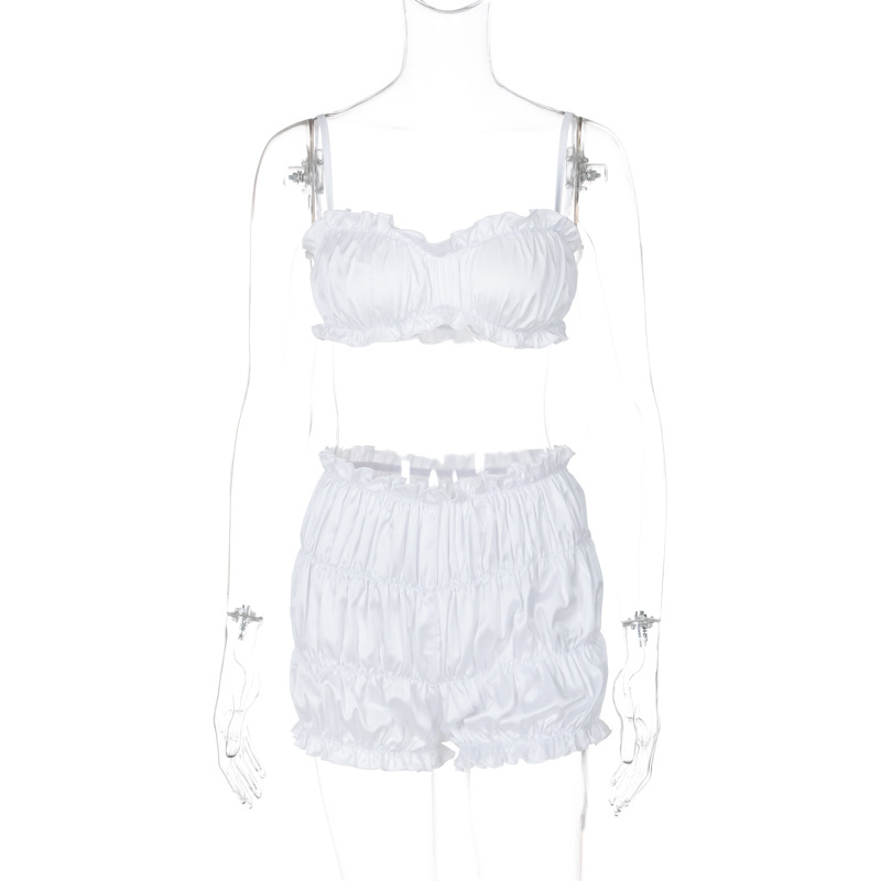Women's Slinky Ribbed Halter Top And High-Waisted Shorts Set Sexy Summer Two Piece Outfit Trendy Versatile Design_ecoleips.com