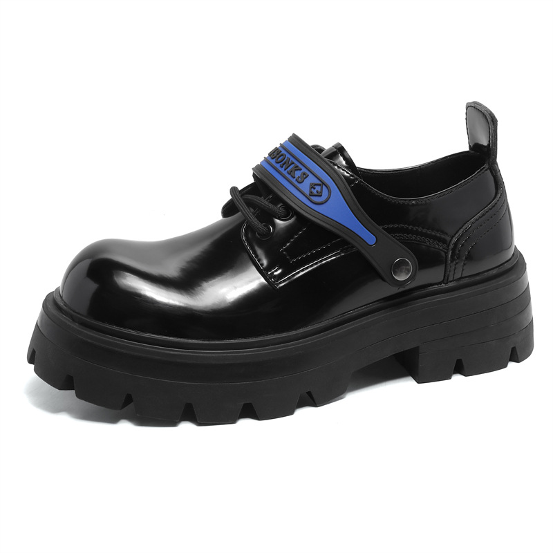 Scarpe Derby da uomo in pelle con punta tonda e suola spessa, stile britannico estivo, ShoeVault_voghion.com