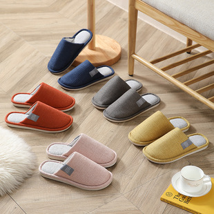 Wholesale four seasons home indoor cotton slippers women's spring and autumn lovers soft bottom anti-slip sweat-absorbent breathable office cloth