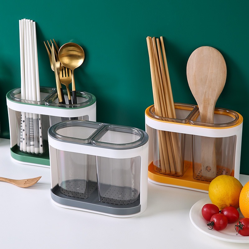 Cubo de almacenamiento de vajilla de cocina, portalápices de escritorio, estante de papelería, herramientas de belleza, caja de almacenamiento, cuchara, palillos, drenaje, jaula de palillos