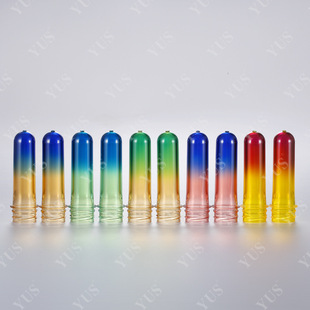 PET gradient color bottle blank standard 28-mouth beverage bottle custom water bottle embryo two-color mineral water bottle embryo PC bottle tube embryo