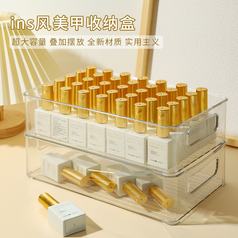 Spot Wholesale Simple Transparent Nail Polish Manicure Storage Box Desktop Acrylic Storage Box Stackable Sundry Box