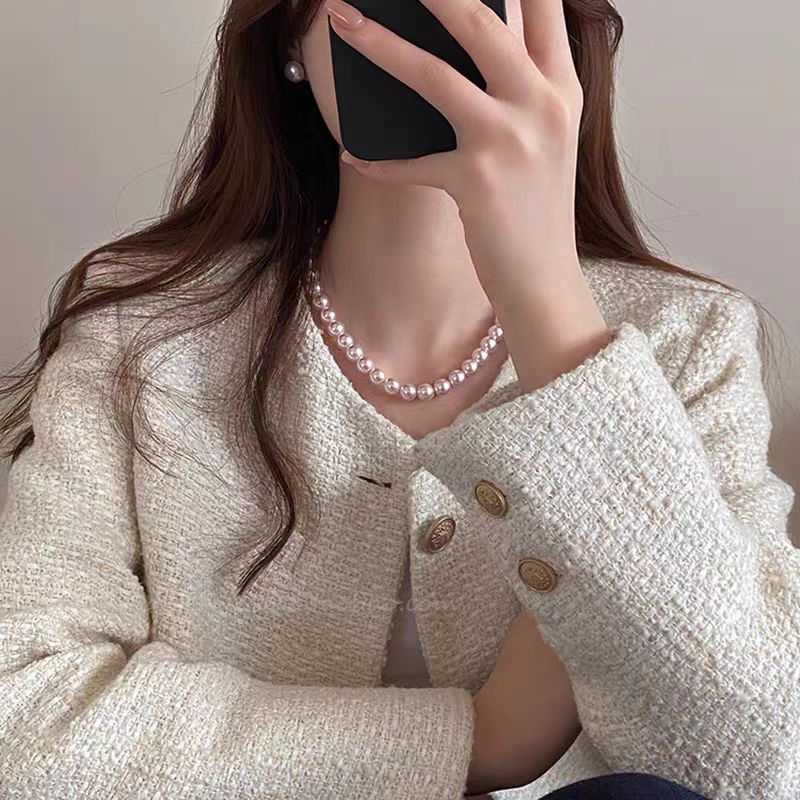 여성용 만타 로즈 퍼플 시지아 진주 목걸이, 가벼운 럭셔리, 다용도, 강한 빛, 고급 쇄골 체인, 틈새 스태킹 목걸이