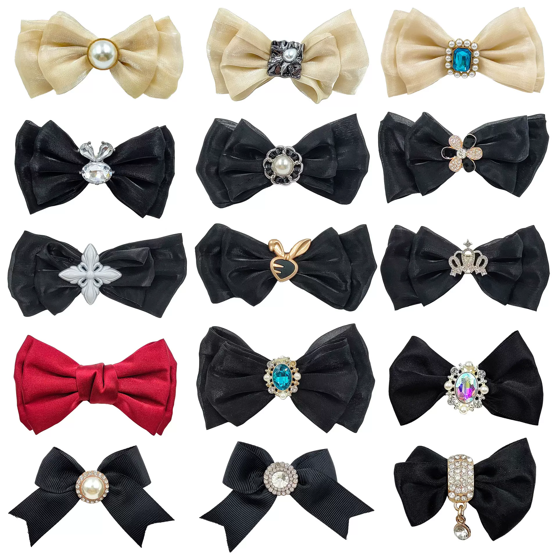 新款水钻珍珠蝴蝶结胸针女韩版ins气质时尚优雅高级感网红发饰品