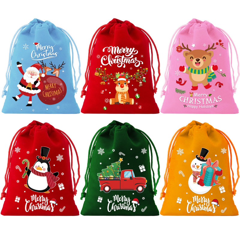 新しいクロスボーダーの新しいクリスマスベルベットバッグ、ギフトバッグ、アップルバッグ、クリスマスキャンディバッグ、巾着ポケット|undefined